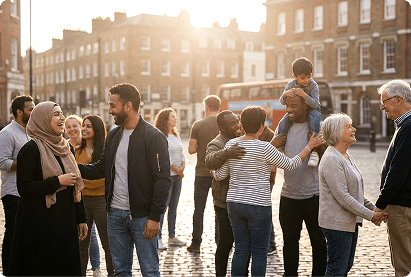People gathering in community