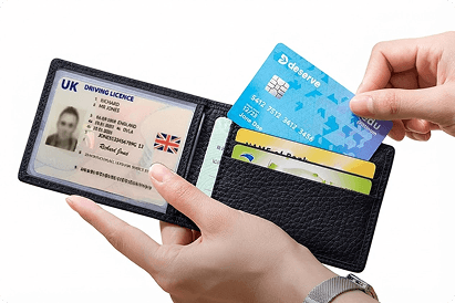 Wallet showing physical identity card