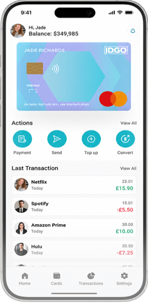 IDGO Smart Card app showing dashboard