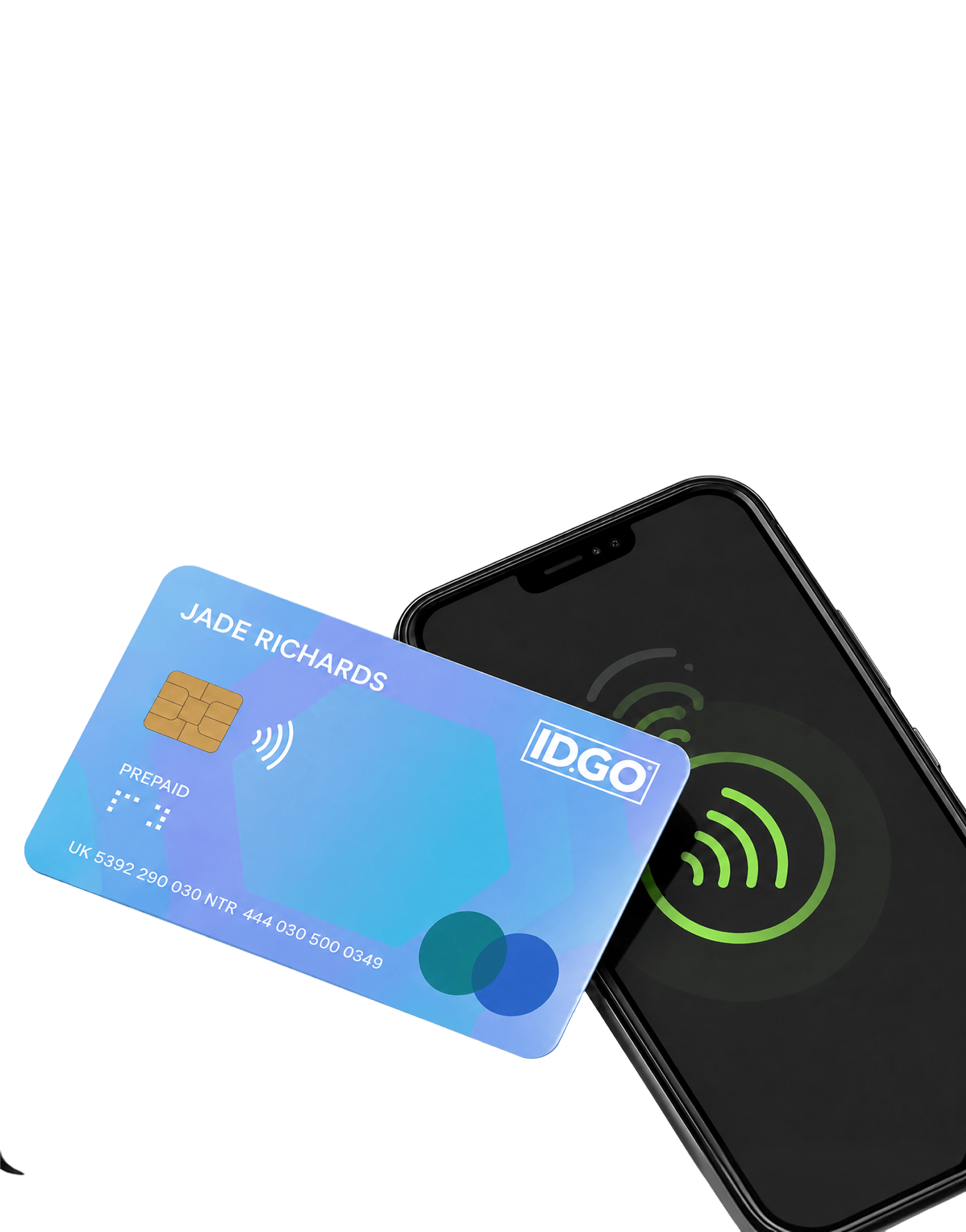IDGO Smart Card tapping a phone over NFC
